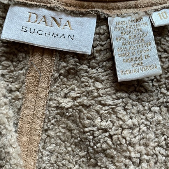 Dana Buchman Sweater Vest Women Size 10 Cognac Faux Suede Fleece Lined - Picture 3 of 11